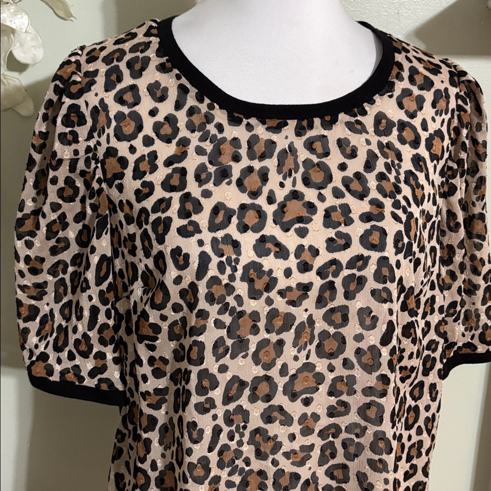 A New Day Leopard Print Blouse with Black Trim - Picture 2 of 5